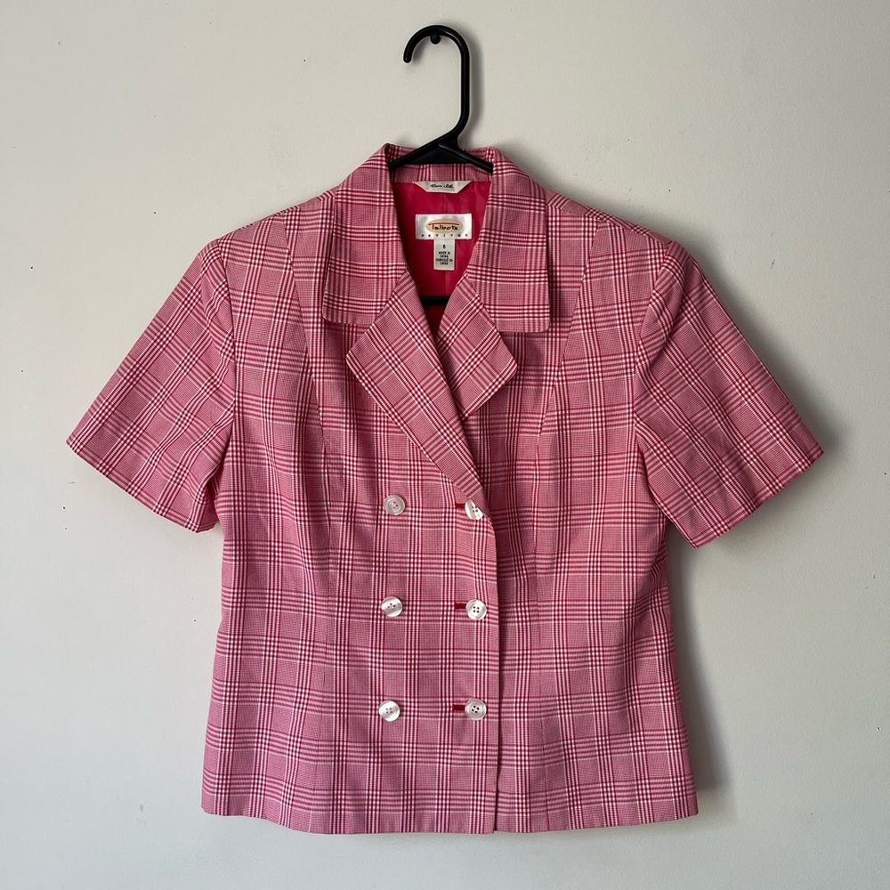 vintage talbots short sleeve plaid blazer